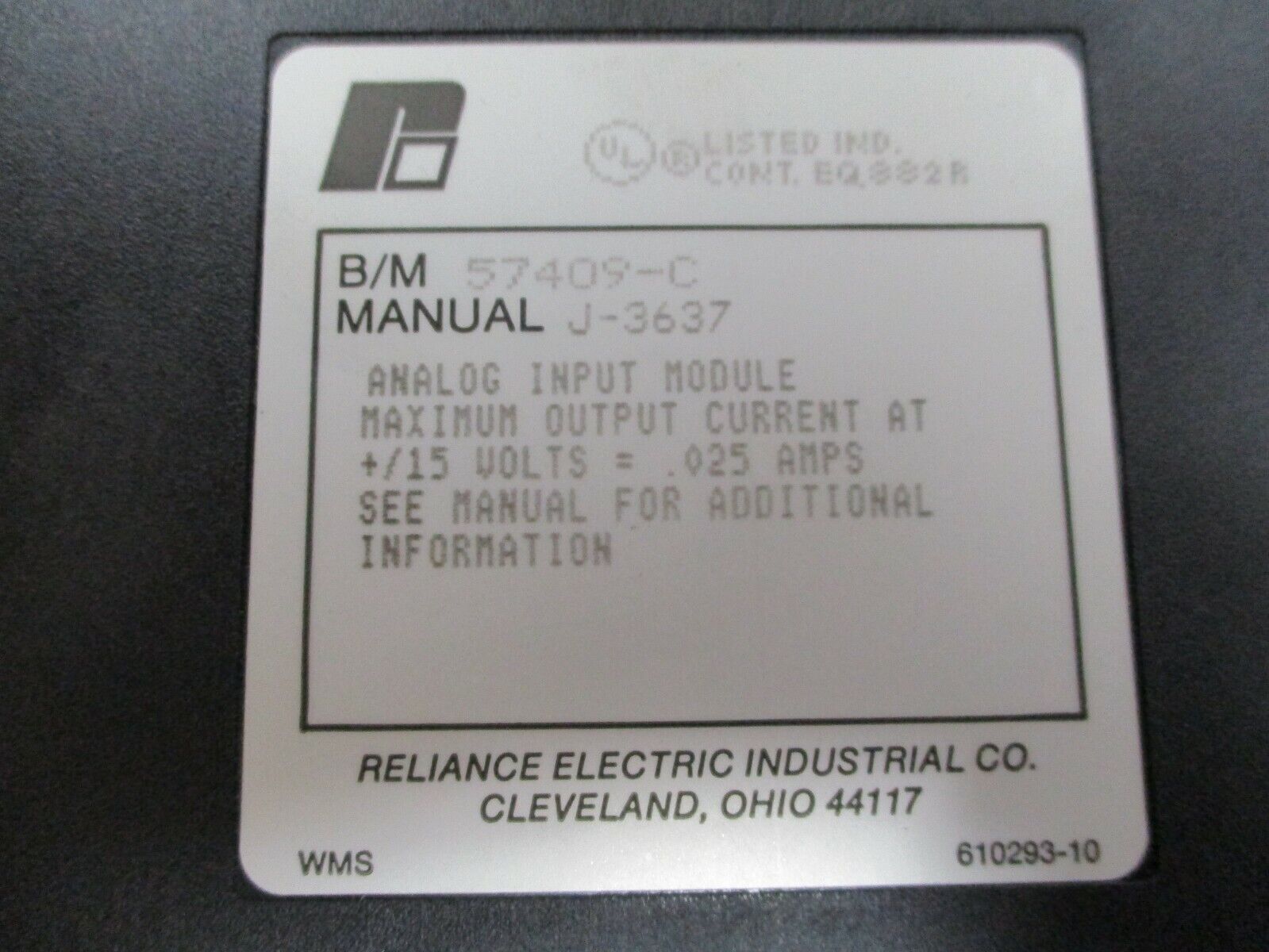 Reliance Electric Isolated Control A/D Module 57C409 B/M: 57409-C Used