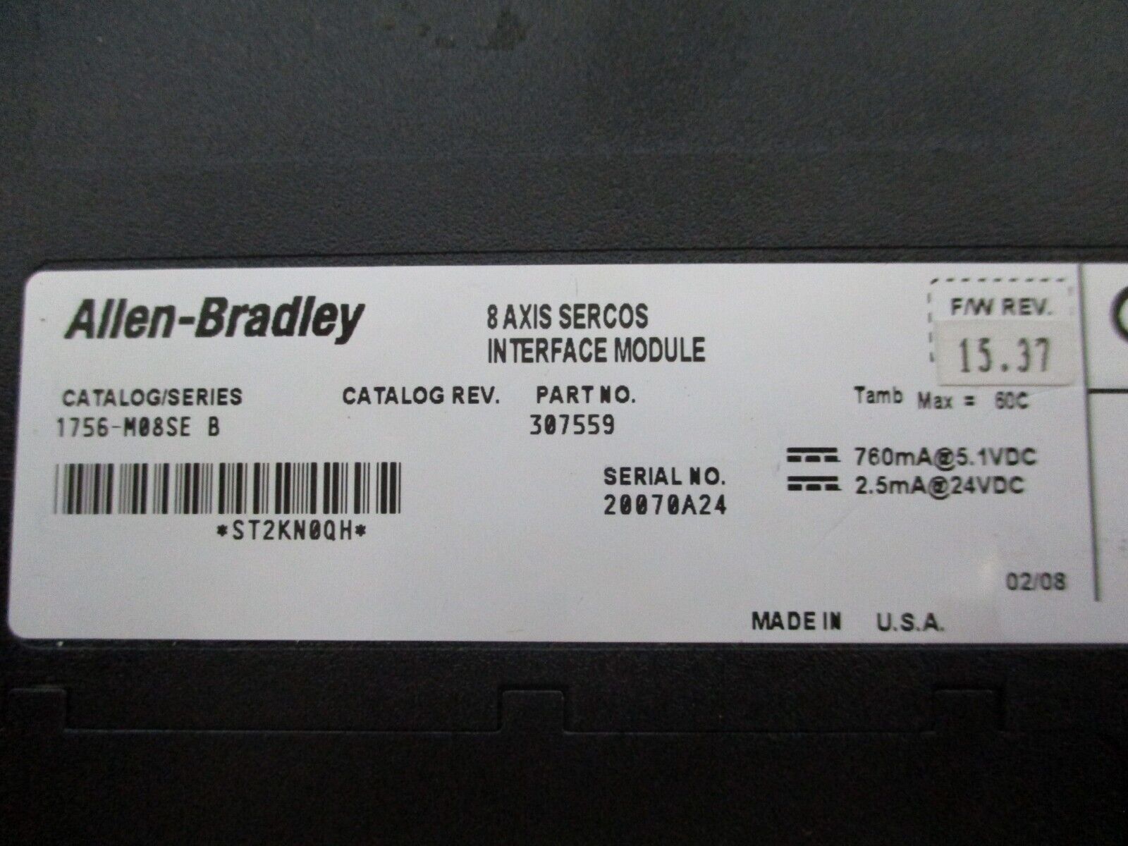 Allen-Bradley Control Logix 8 Axis Sercos Interface Module 1756-M08SE Ser. B