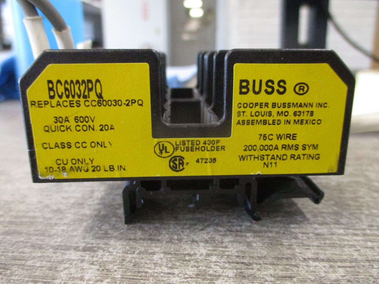 Buss Fuseholder BC6032PQ 30A 600V 2P *Lot of 2* Used