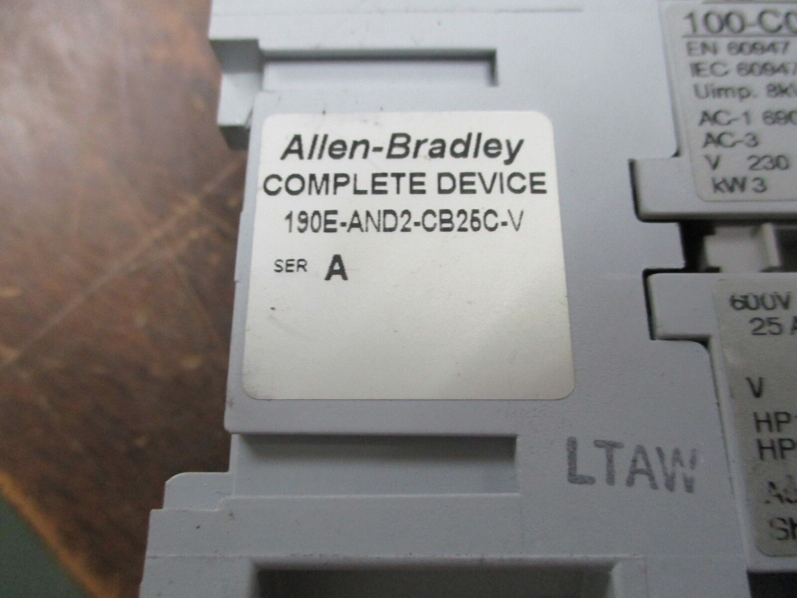 Allen-Bradley Starter 190E-AND2-CB25C-V Ser. A 120V Coil 25A 600V Trip:1.6-2.5A