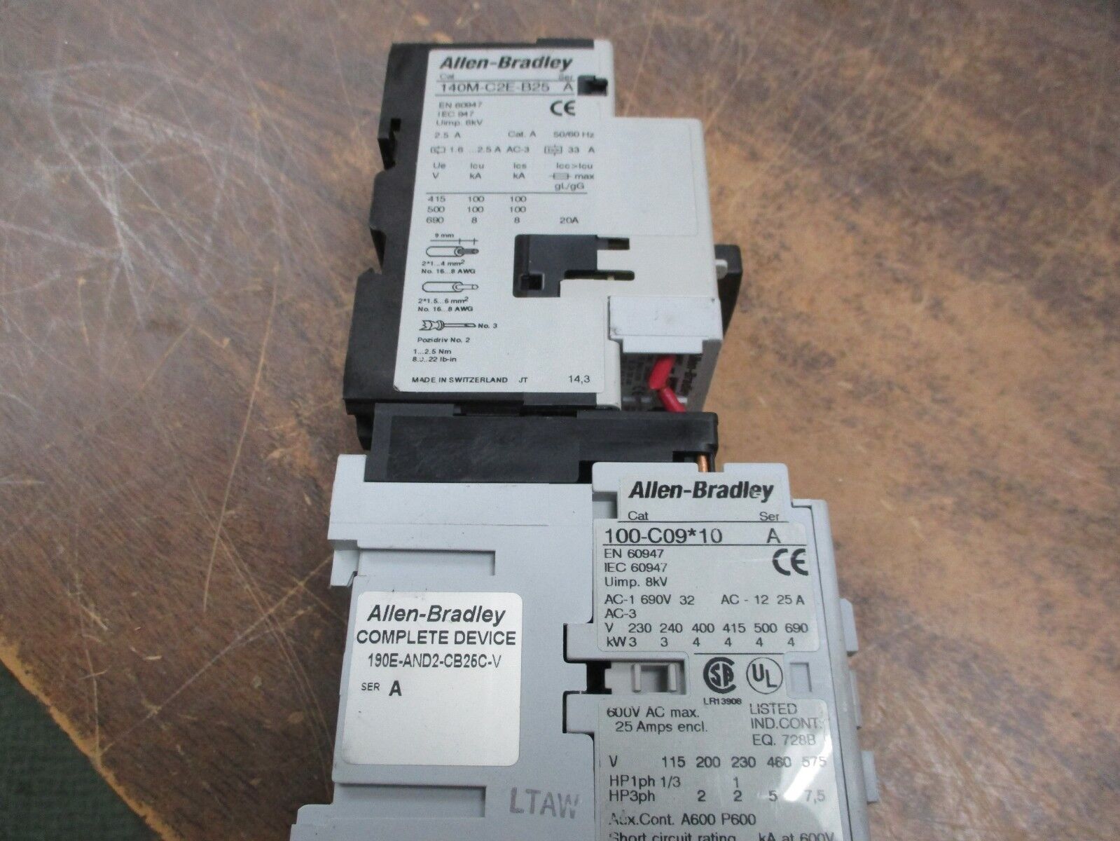 Allen-Bradley Starter 190E-AND2-CB25C-V Ser. A 120V Coil 25A 600V Trip:1.6-2.5A