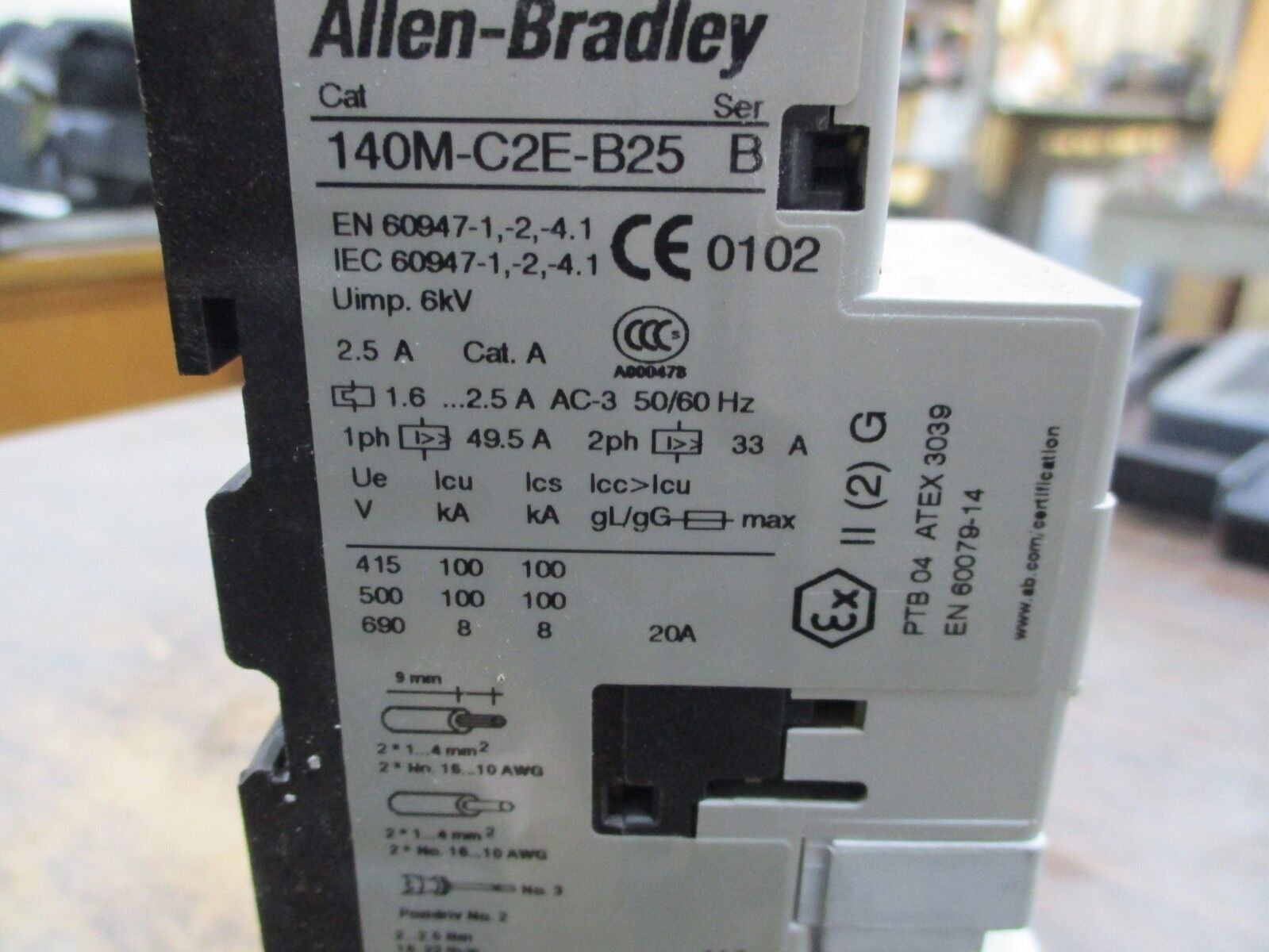 Allen-Bradley Starter 190E-AND2-CB25C 120V Coil 25A 600V Trip: 1.6-2.5A Used