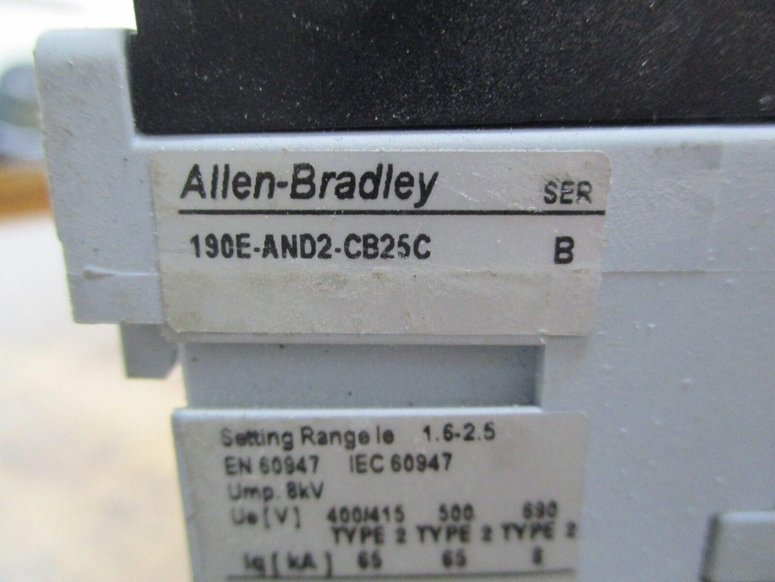 Allen-Bradley Starter 190E-AND2-CB25C 120V Coil 25A 600V Trip: 1.6-2.5A Used