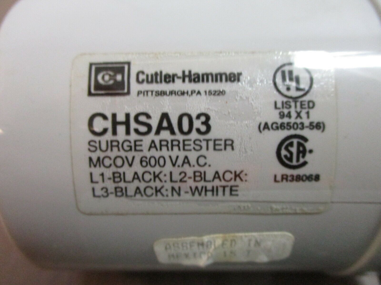 Cutler-Hammer Surge Arrester CHSA03 MCOV 600VAC Used