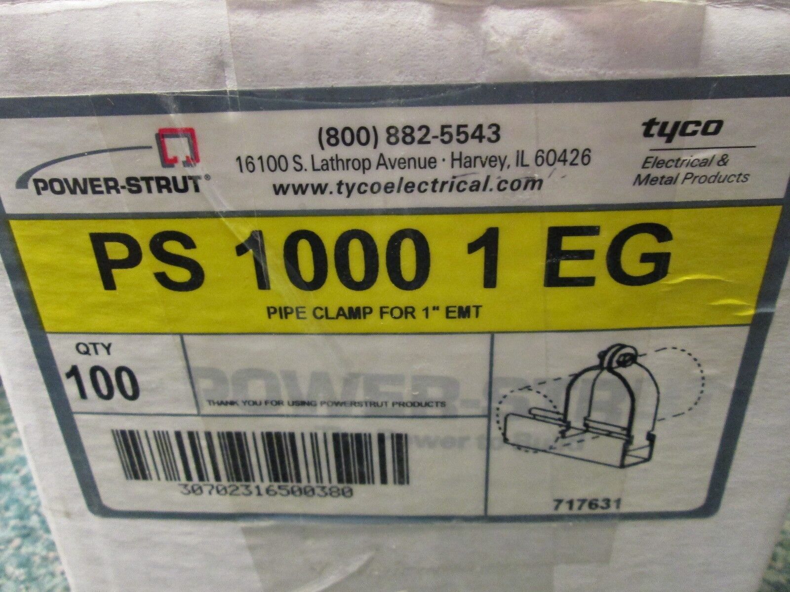 Power-Strut Pipe Clamp PS 1000 1 EG *Bag of 10* Size 1" New Surplus