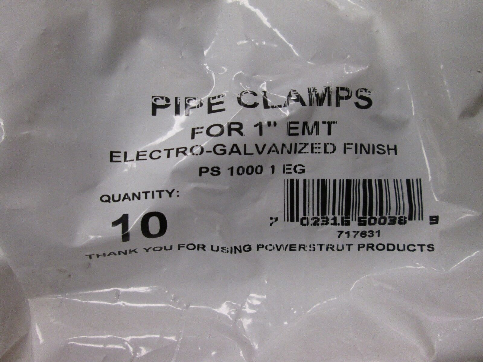Power-Strut Pipe Clamp PS 1000 1 EG *Bag of 10* Size 1" New Surplus