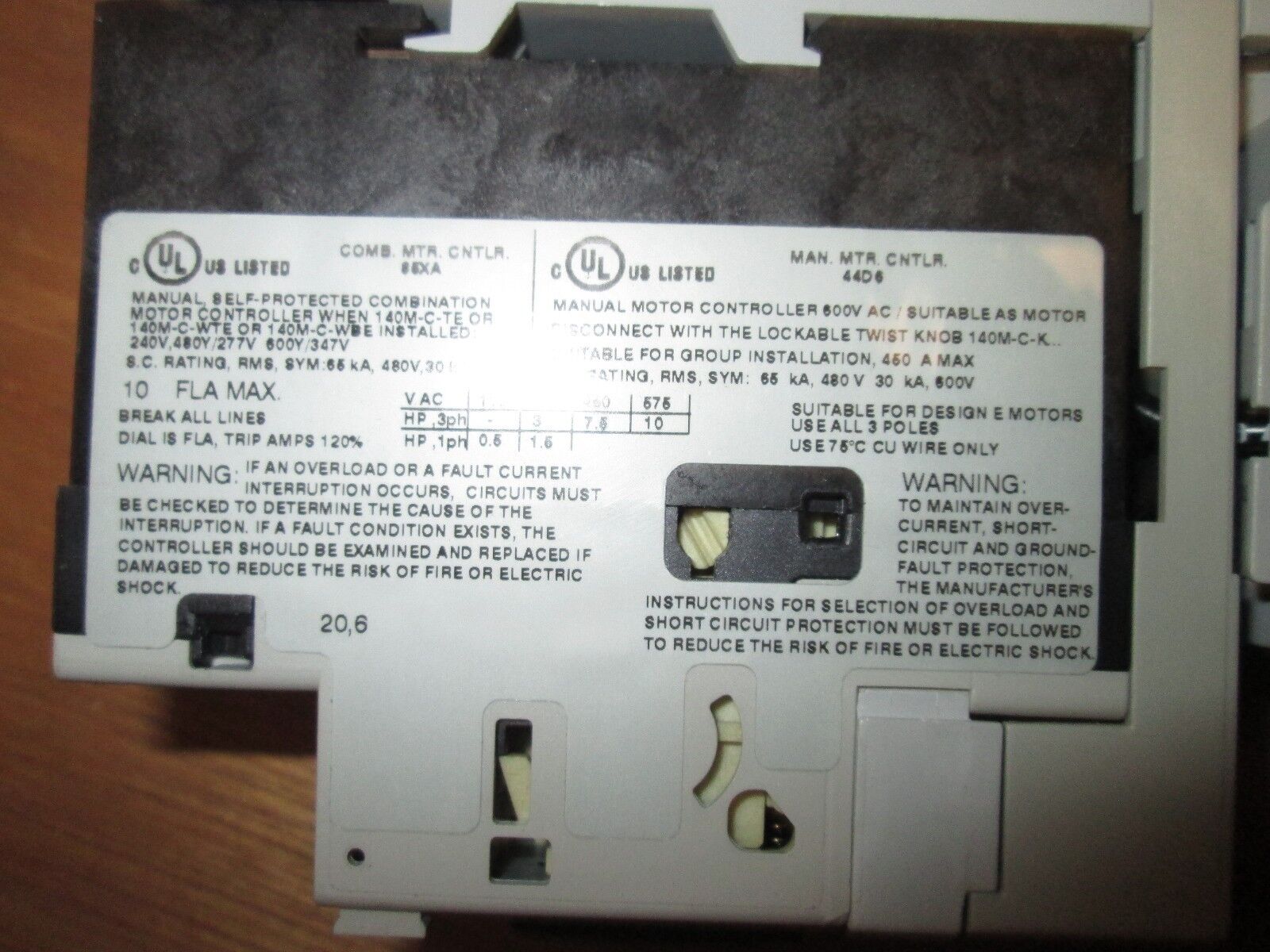 Allen-Bradley Compact Starter 190S-BND2-DC10C Range 6.3-10A 120V Coil Used
