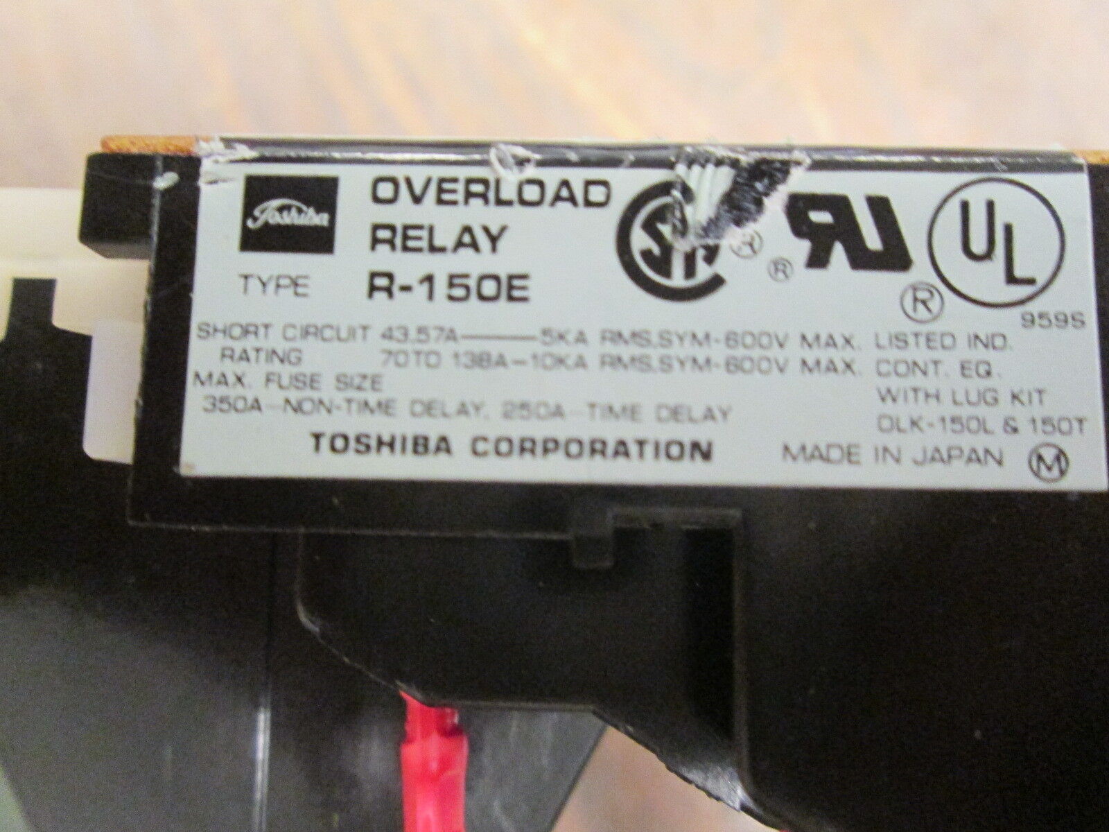 Toshiba Overload Relay R-150E Trip: 85-102A Used