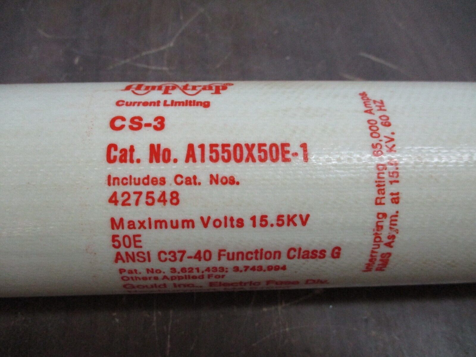 Gould Shawmut Type CS-3 Amp-Trap Fuse A1550X50E-1 50E 15.5kV New Surplus