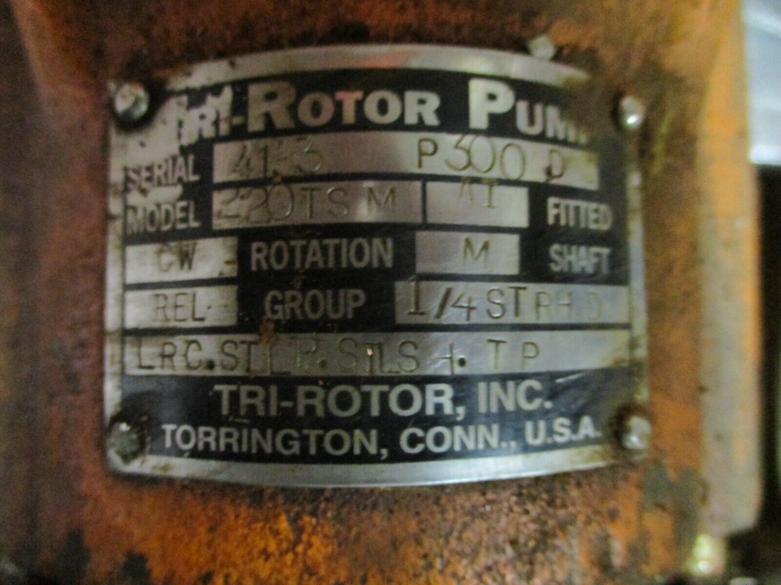 Tri-Rotor Solid Head Pump 220TSM 58-240GPM 125-520RPM 125PSI Used