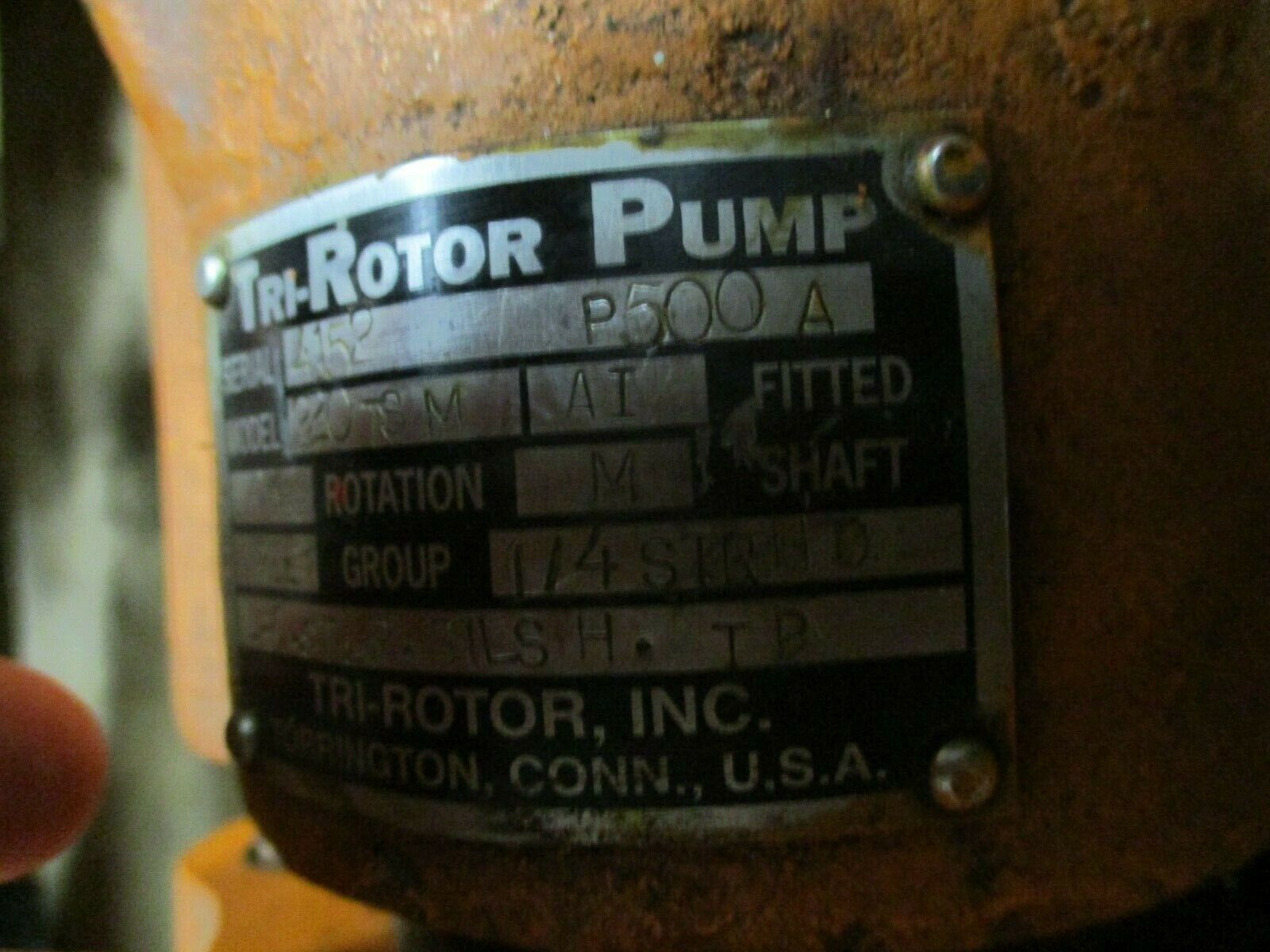 Tri-Rotor Solid Head Pump 220TSM 58-240GPM 125PSI 125-520RPM Used