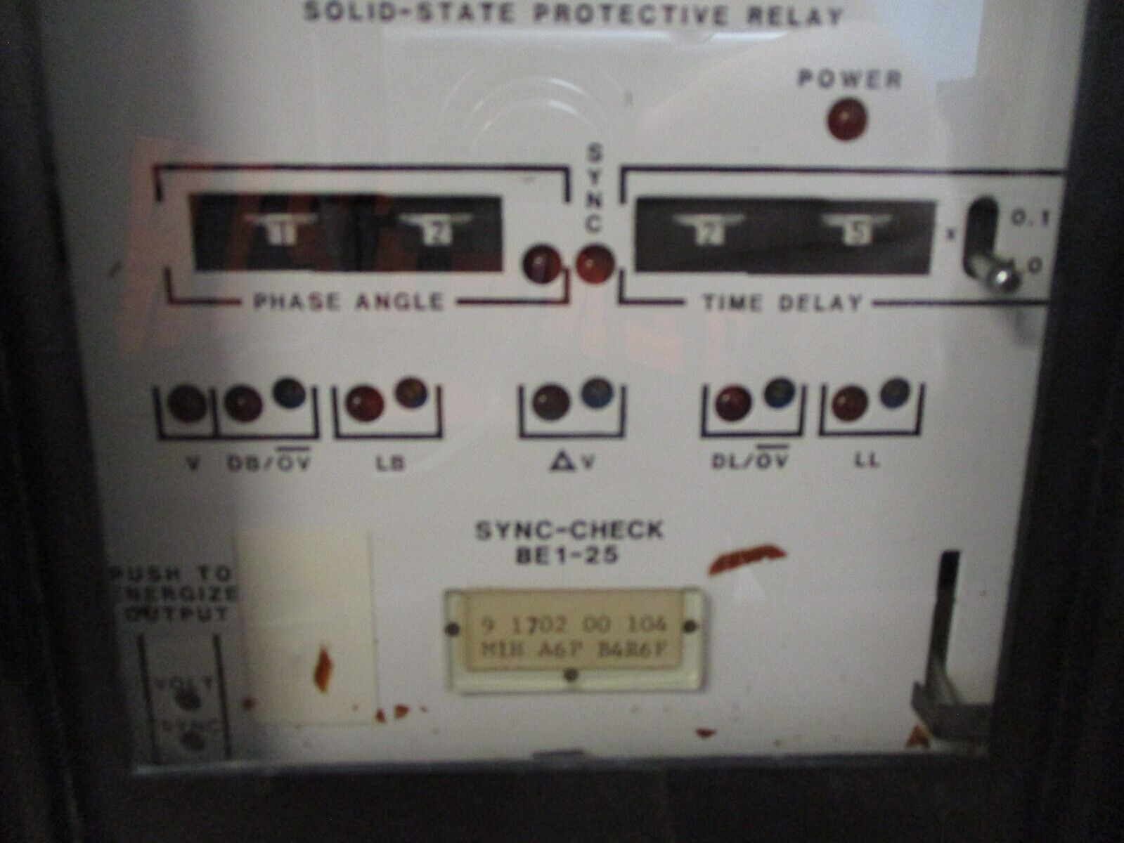 Basler Electric Sync-Check Relay BE1-25 Style #: M1H A6P B4R6F Used