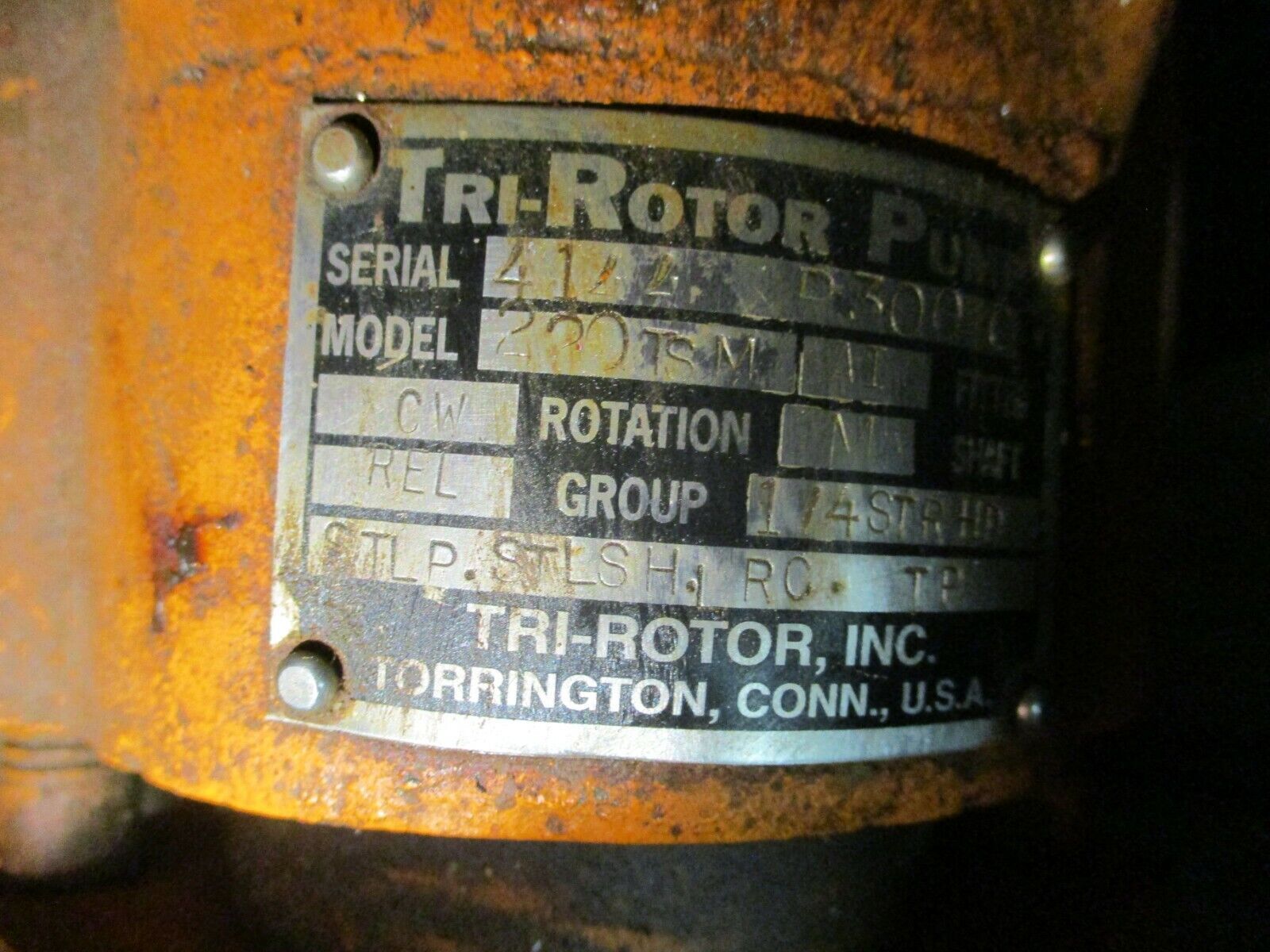 Tri-Rotor Solid Head Pump 220TSM 125-520RPM 58-240GPM 125PSI Used