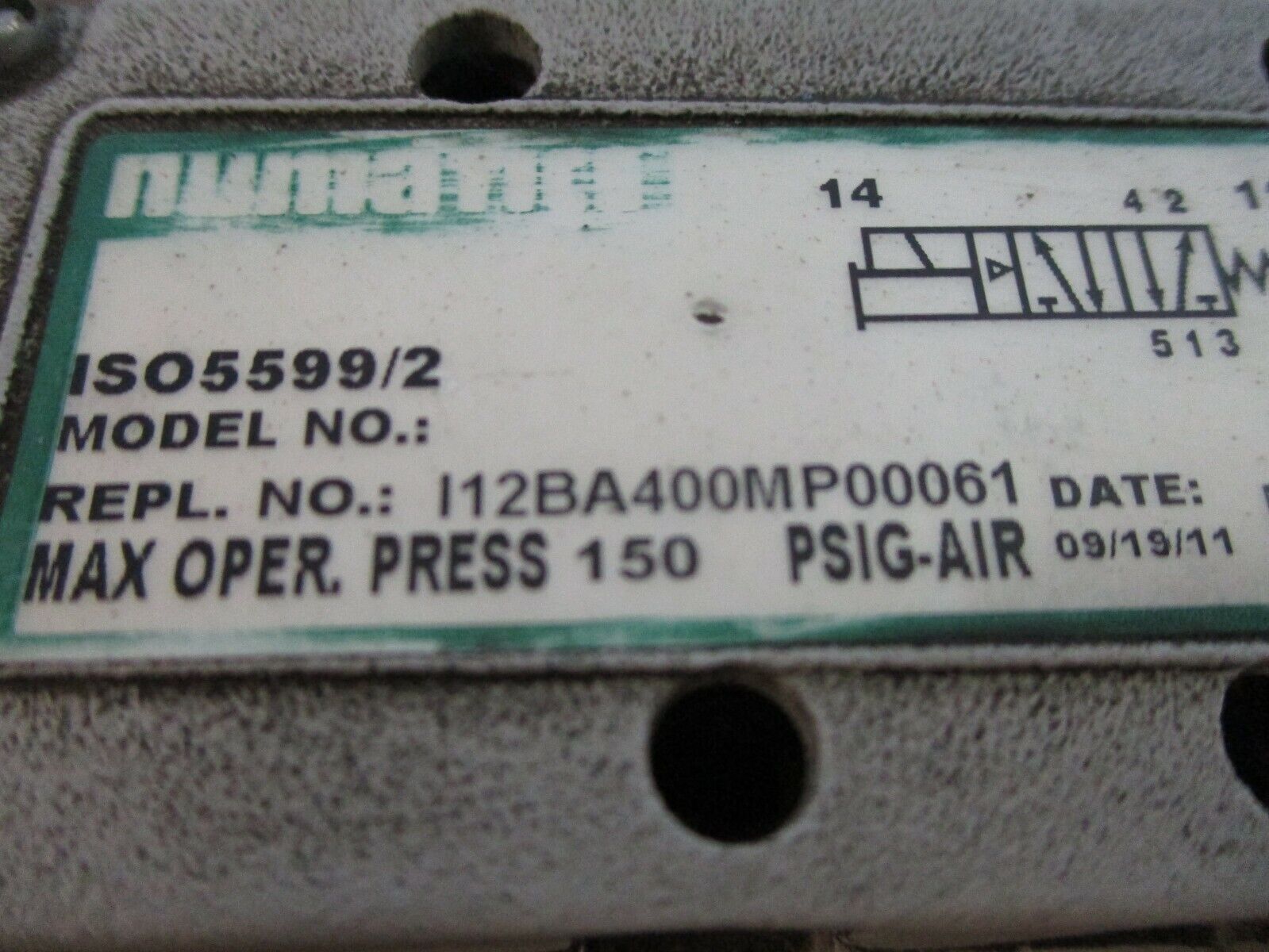 Numatics Solenoid Valve I12BA400MP00061 150 PSIG-AIR Used