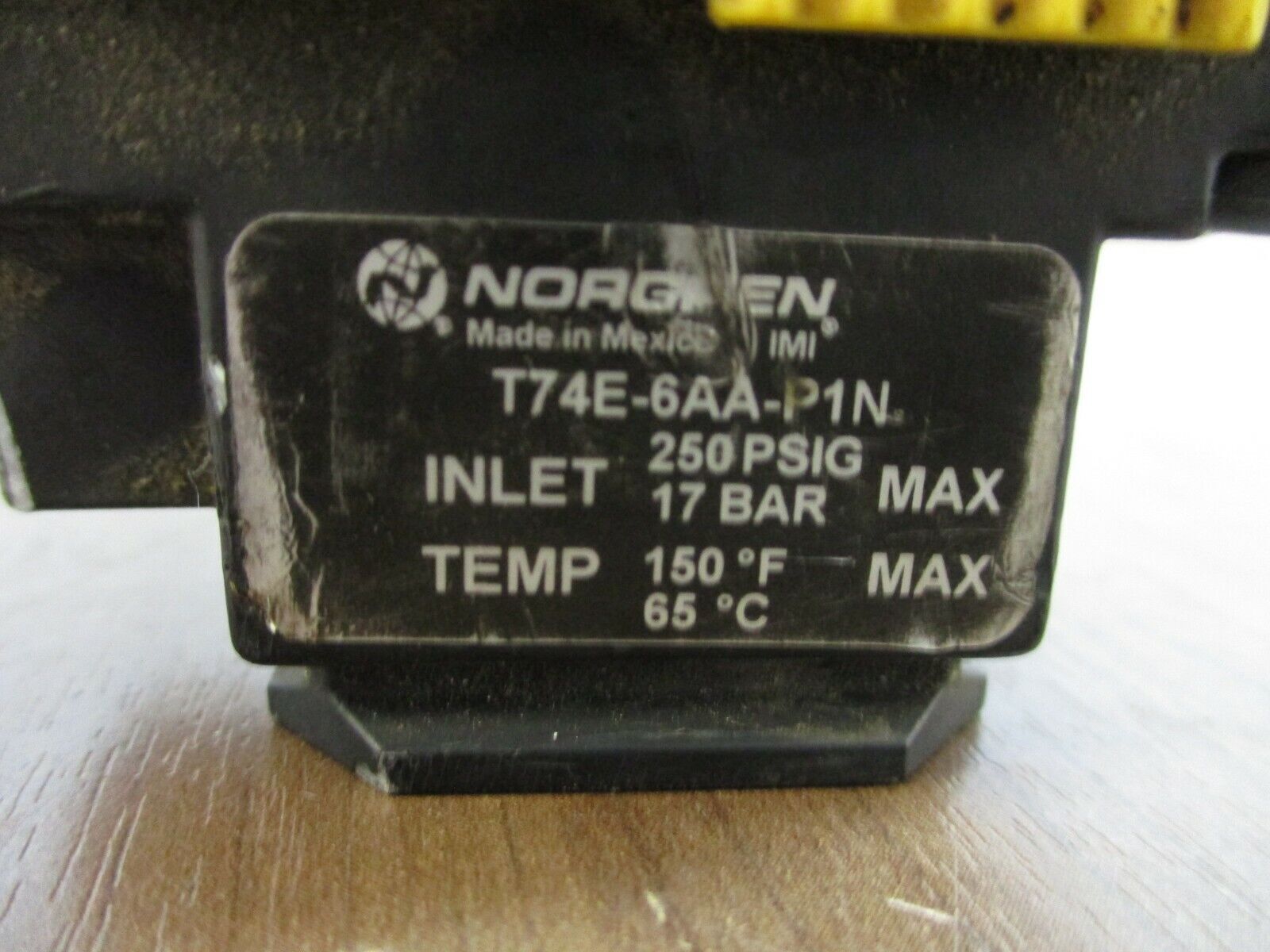Norgren Shut-OFF Valve T74E-6AA-P1N 250 PSIG 150° F Used