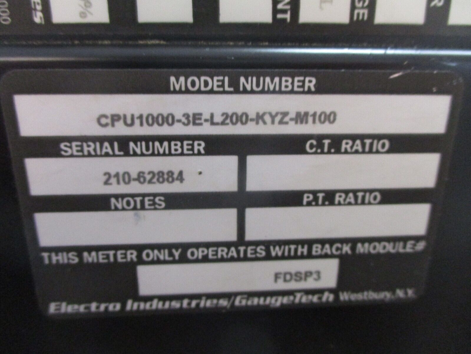 Electro Industries Communication Converter CPU1000-3E-L200-KYZ-M100 Used