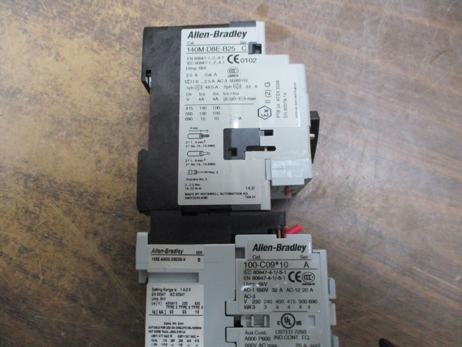 Allen-Bradley Starter 190E-AND2-DB25S-V 120V Coil 25A 600V Trip:1.6-2.5A Used