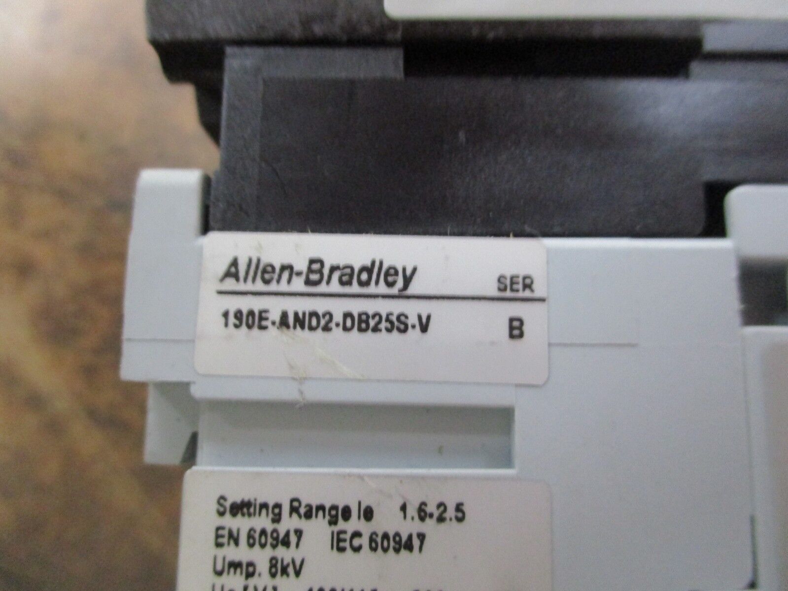 Allen-Bradley Starter 190E-AND2-DB25S-V 120V Coil 25A 600V Trip:1.6-2.5A Used