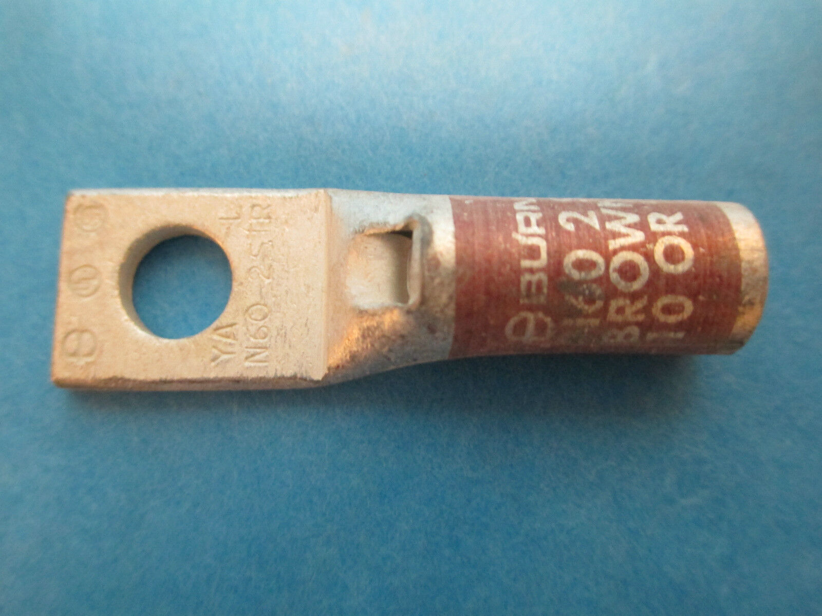 Burndy Crimp Lug YA N60 2 STR L Brown 10 or 97 5/16" Stud Hole New Surplus