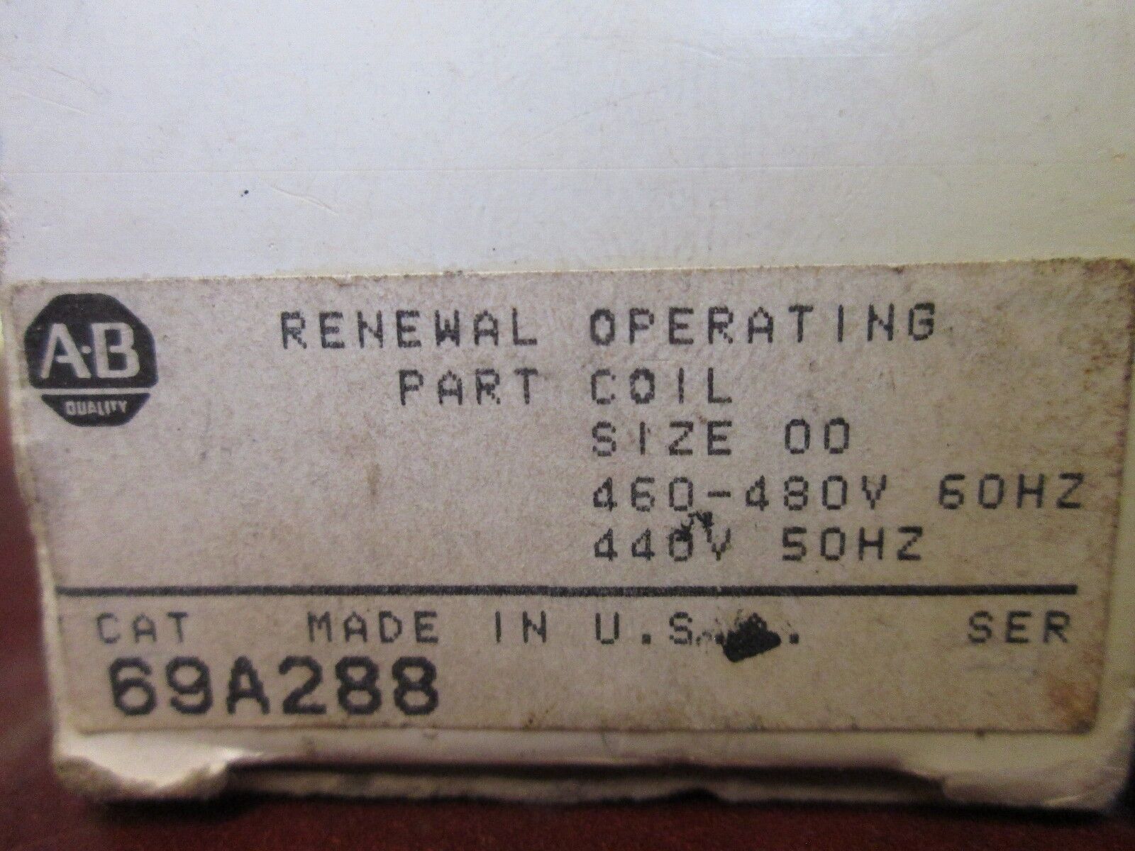 Allen-Bradley Magnetic Coil 69A288 460-480V@60Hz 440V@50Hz Size 00 New Surplus