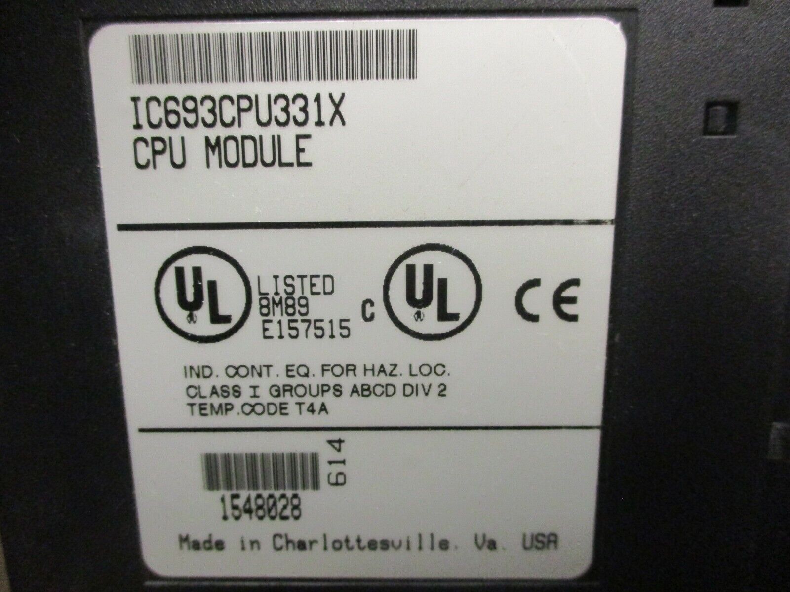 GE Fanuc CPU Module IC693CPU331X *Missing Display* Used