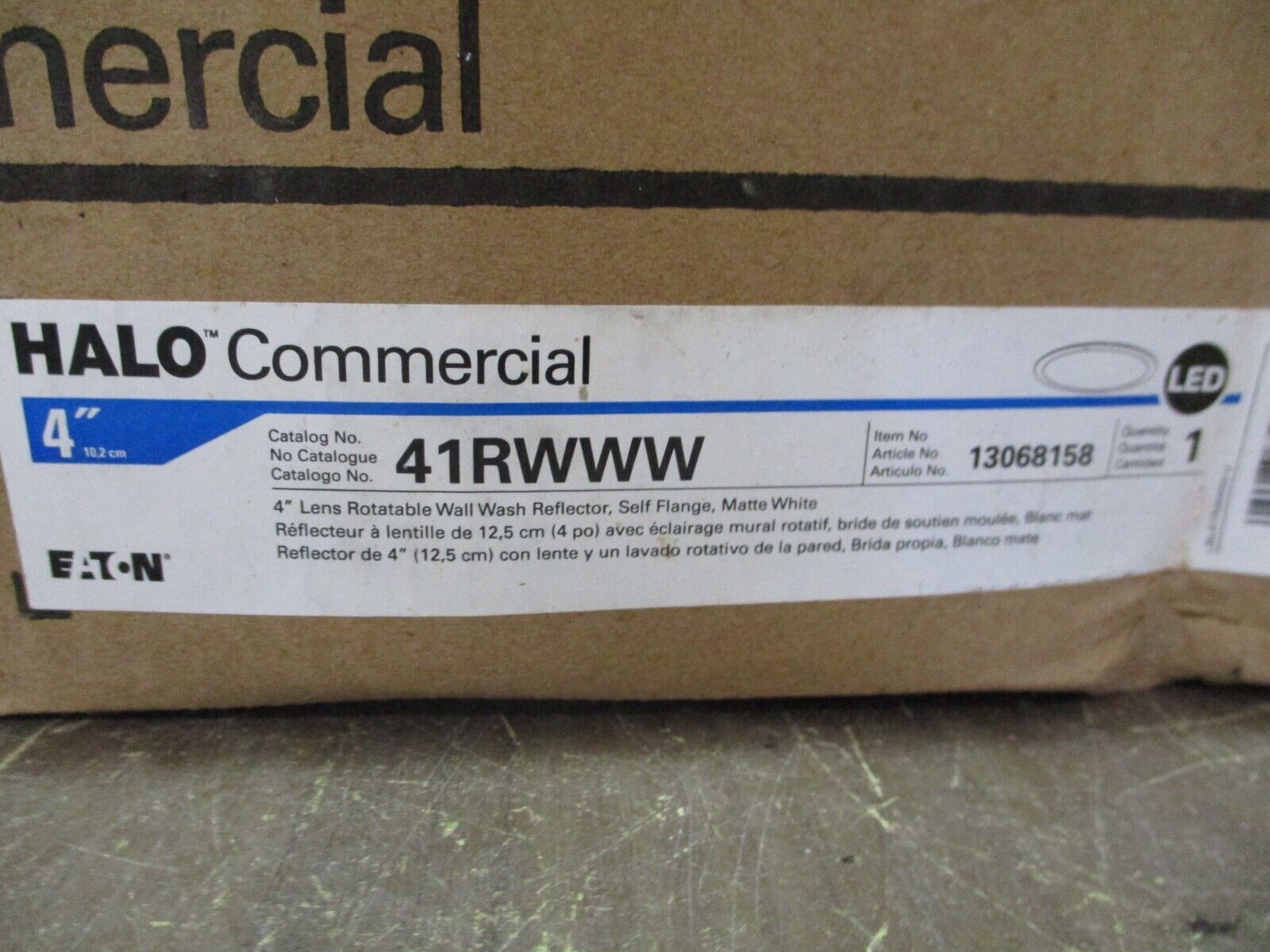 Eaton Halo Commercial Rotatable Wall Wash Reflector 41RWWW 4" Lens Self Flange