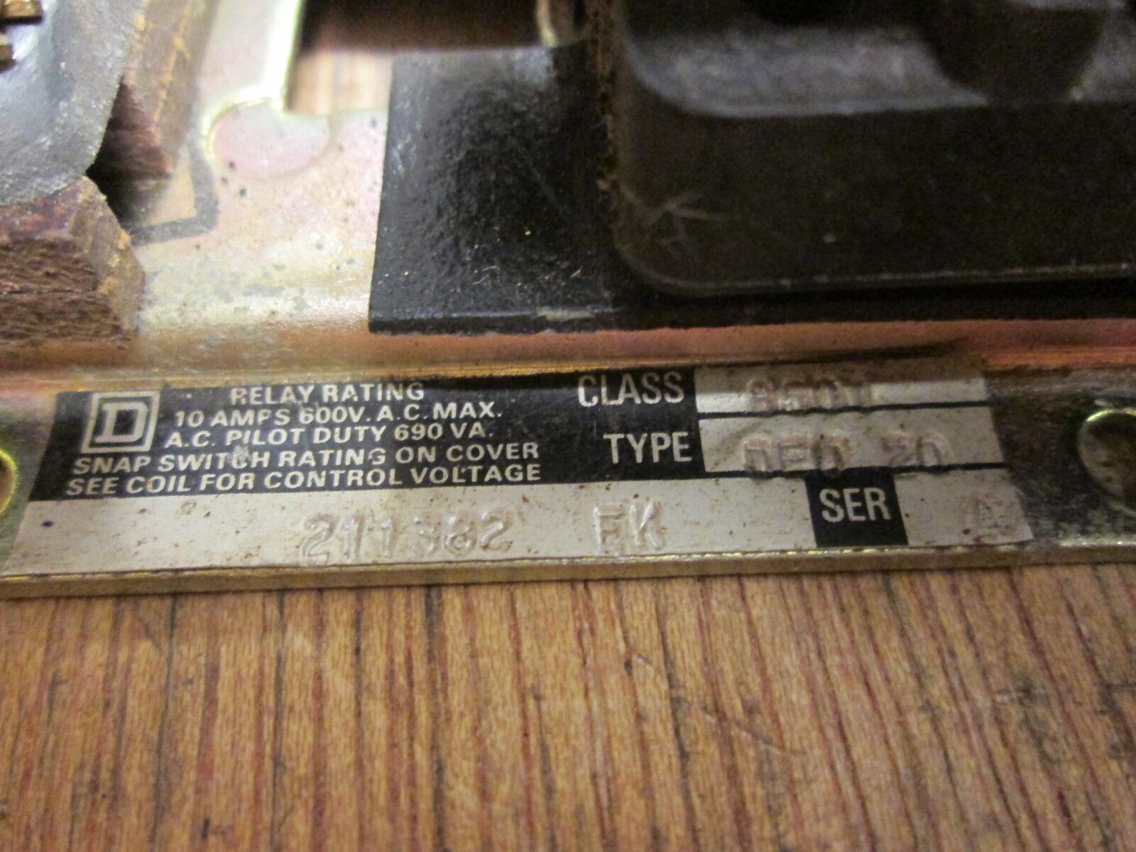 Square D Relay Timer 8501 DE0-20 120V Coil 600V Used