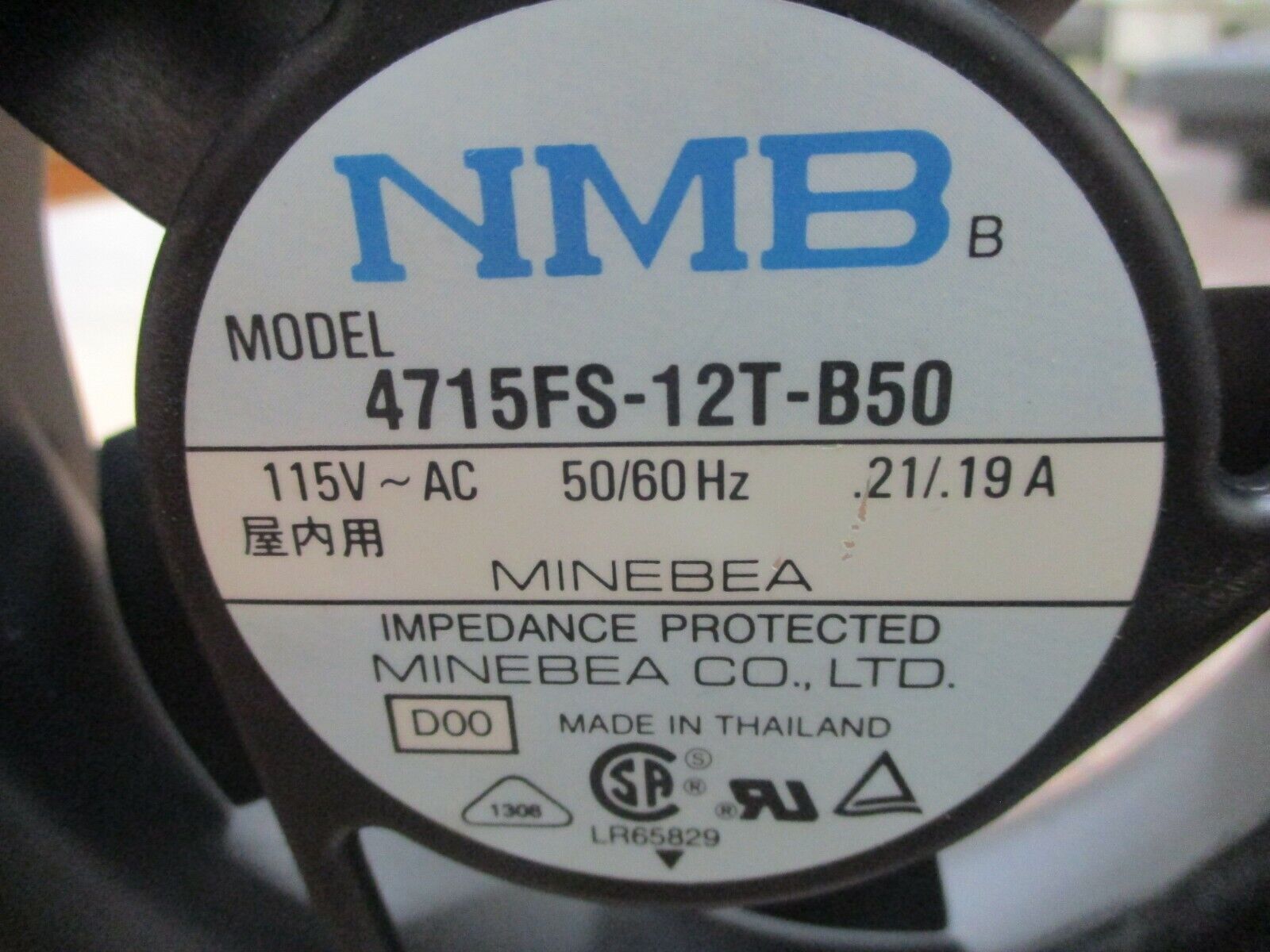 Mineba NMB Fan 4715FS-12T-B50 115V 50/60Hz 0.21/0.19A Used