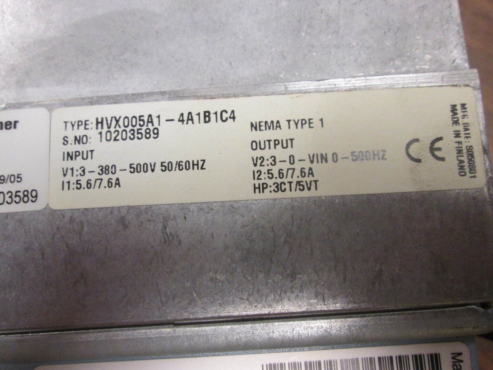Cutler-Hammer HVX9000 AC Drive HVX005A1-4A1B1C4 5HP 3Ph Used