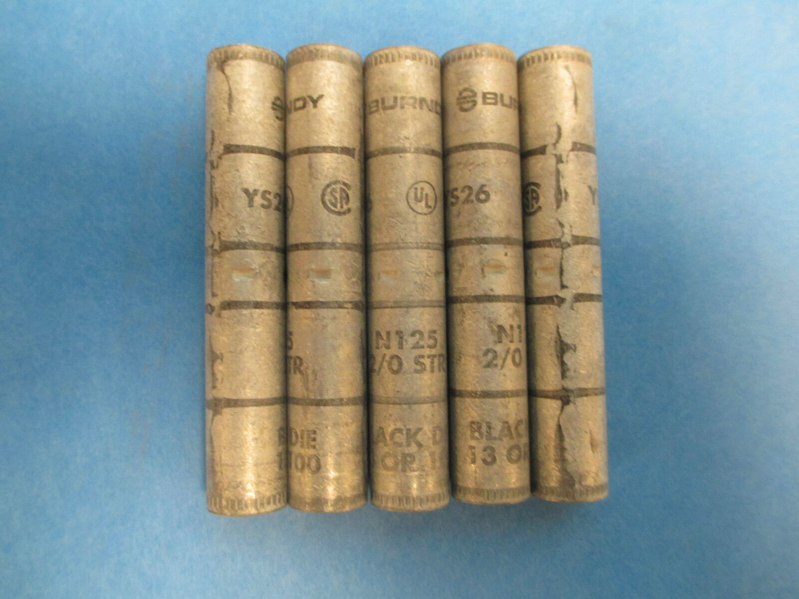 Burndy Crimp Connector YS26, N125 2/0 STR, Black 13 or 100, Lot of 5 New Surplus