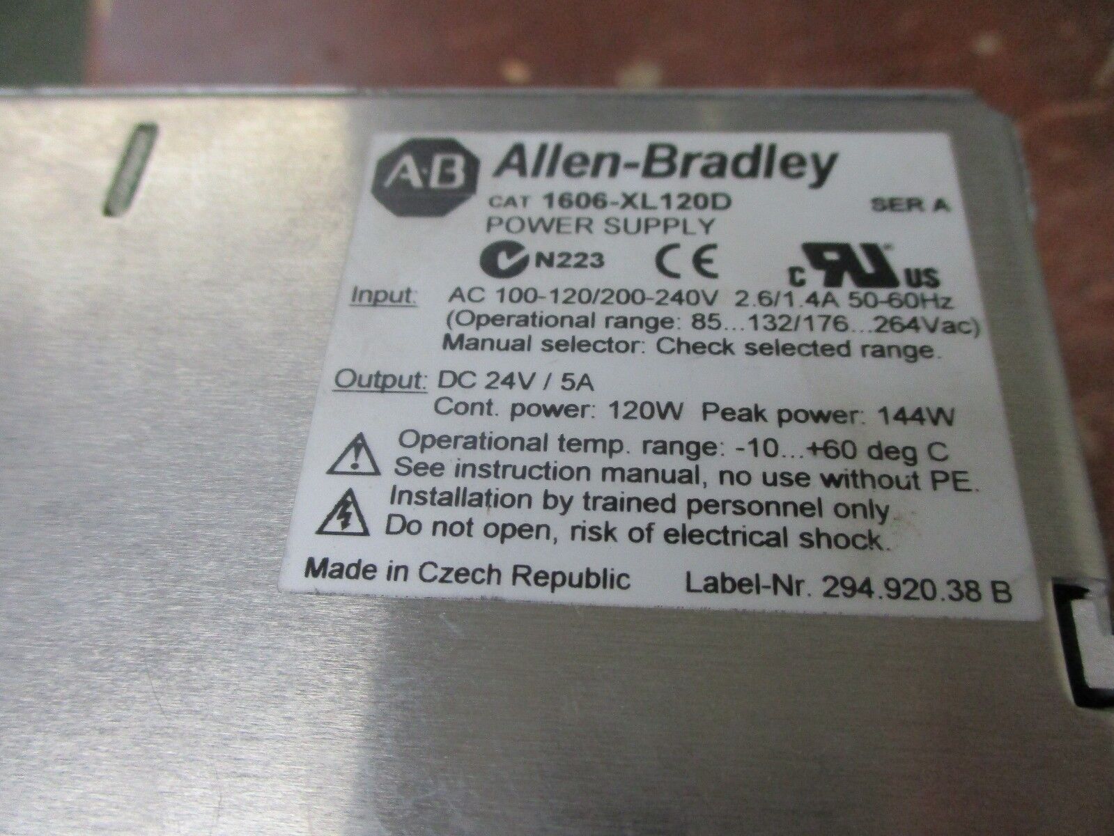 Allen-Bradley Power Supply 1606-XL120D Ser.A Inputs: 100-120/200-240V 2.6/1.4A