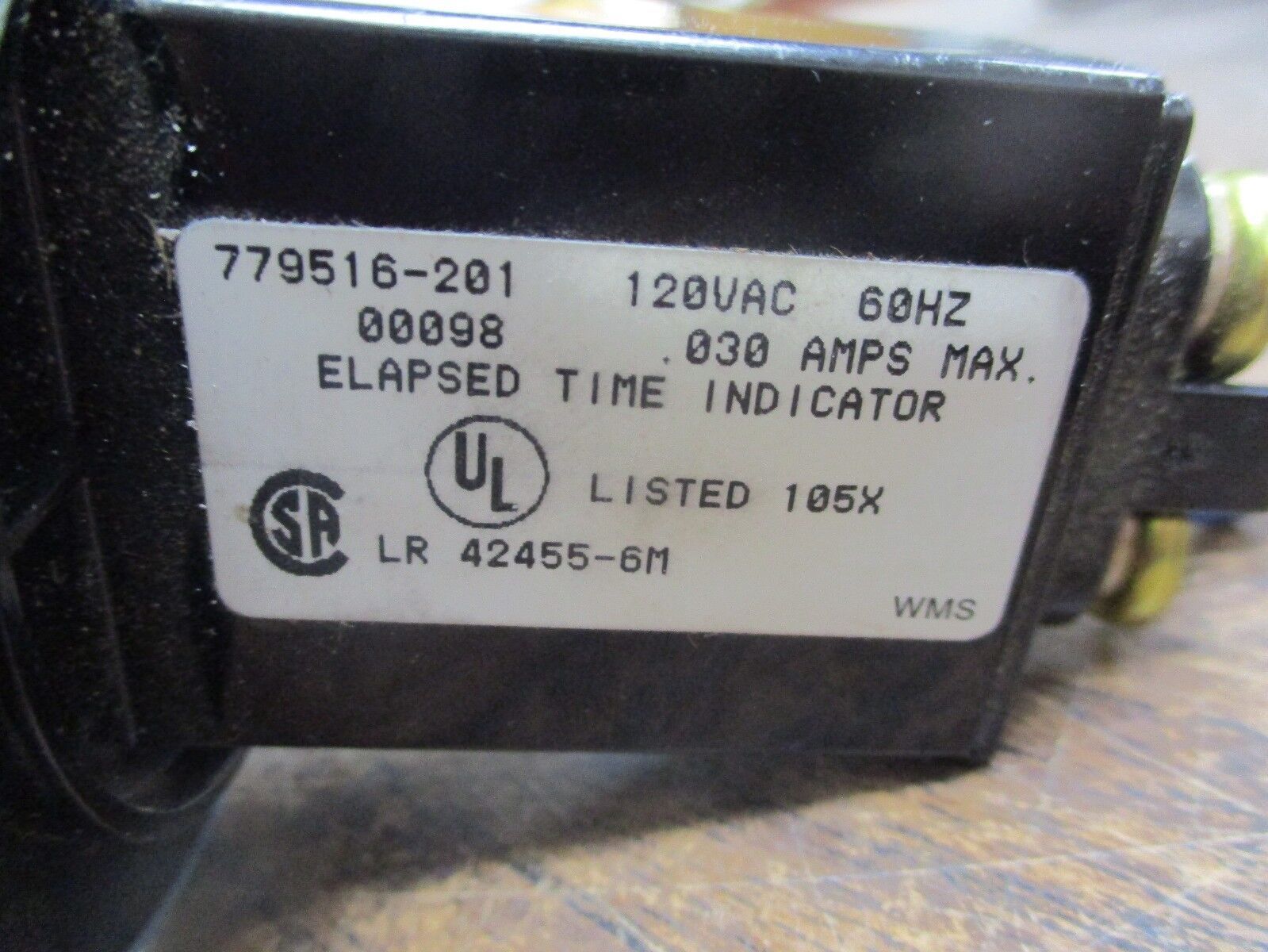 Veeder-Root Elapsed Time Indicator 779516-201 120V 60Hz 0.030A Used