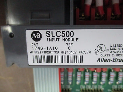 Allen-Bradley SLC500 Input Module 1746-IA16 85-132VAC 50/60Hz Ser. C Used