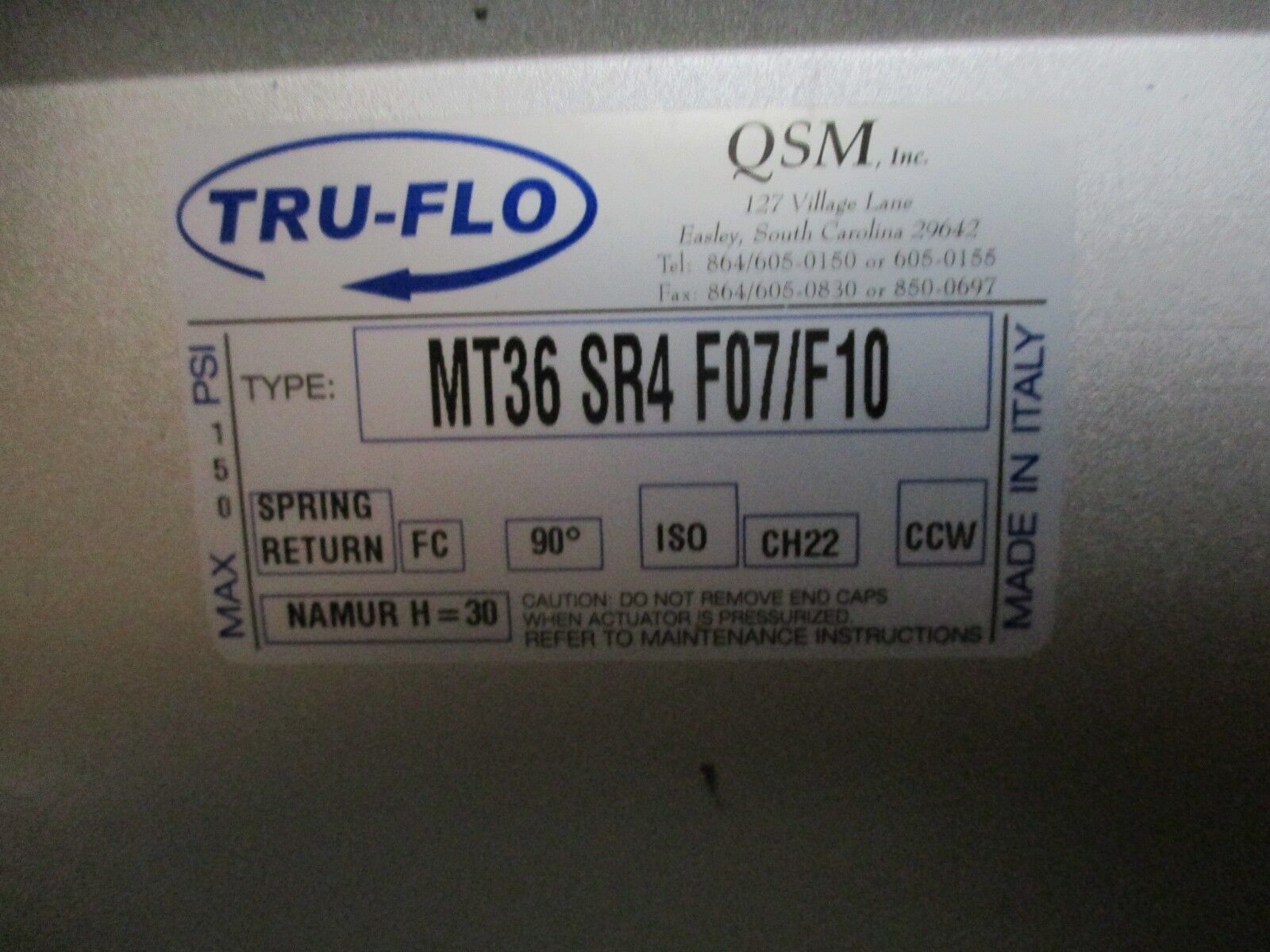QSM Tru-Flo Actuated Valve w/ Positioner MT36 SR4 F07/F10 Valve: 2" 1000WPG