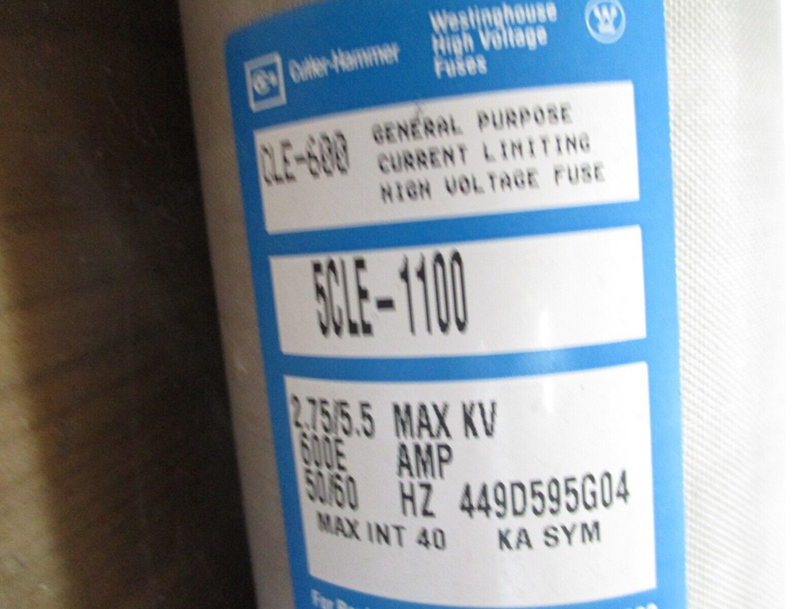Cutler-Hammer CLE-600 Fuse 5CLE-1100 600E 2.75/5.5kV 50/60Hz Used