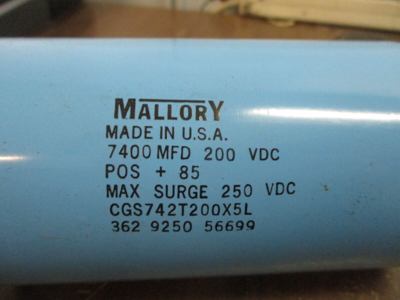 Mallory Capacitor CGS742T200X5L 7400MFD 200WVDC New Surplus