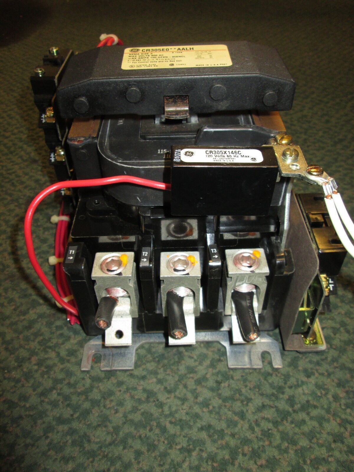 GE Contact CR305E0**AALH 115-120V Coil nema size 3 600V Used