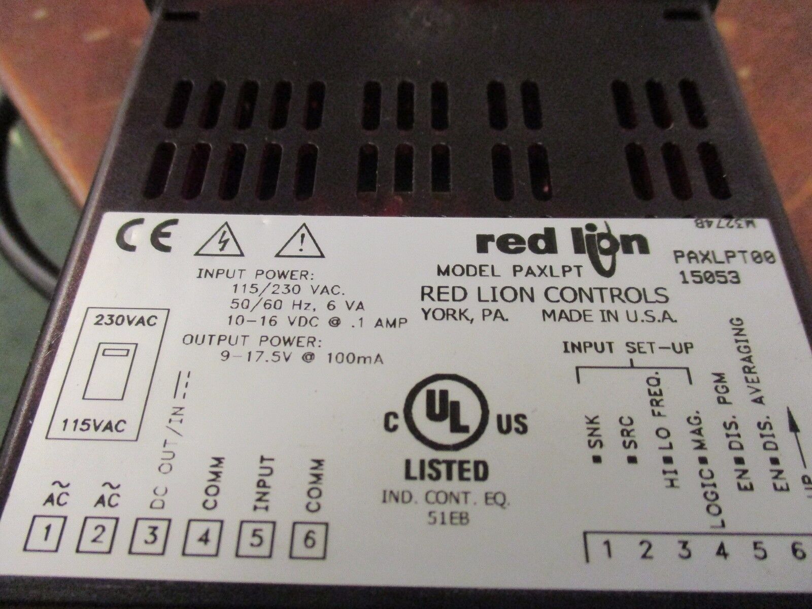 Red Lions Controls Time Indicator PAXLPT00 115/230VAC 50/60Hz Used