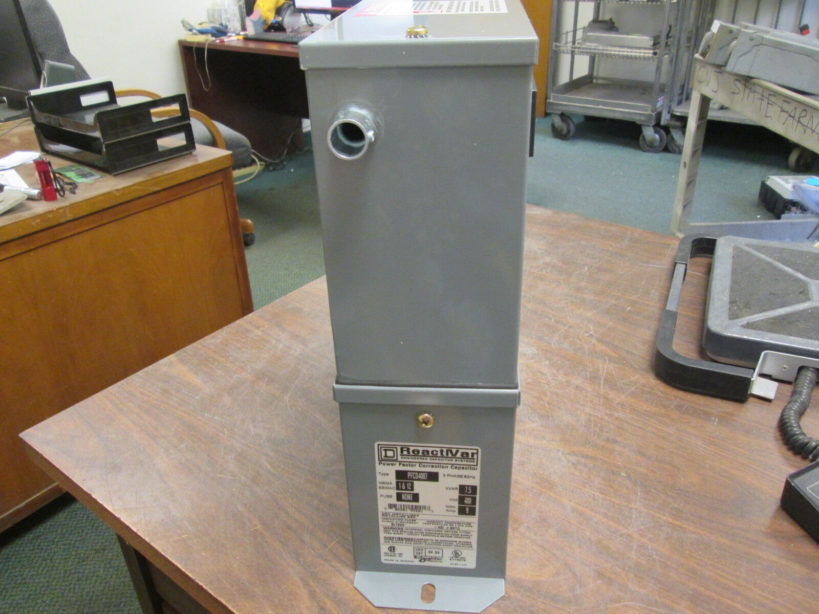 Square D React: Var Capacitor PFCD4007 7.5KVAR 480V 3Ph 60Hz Used