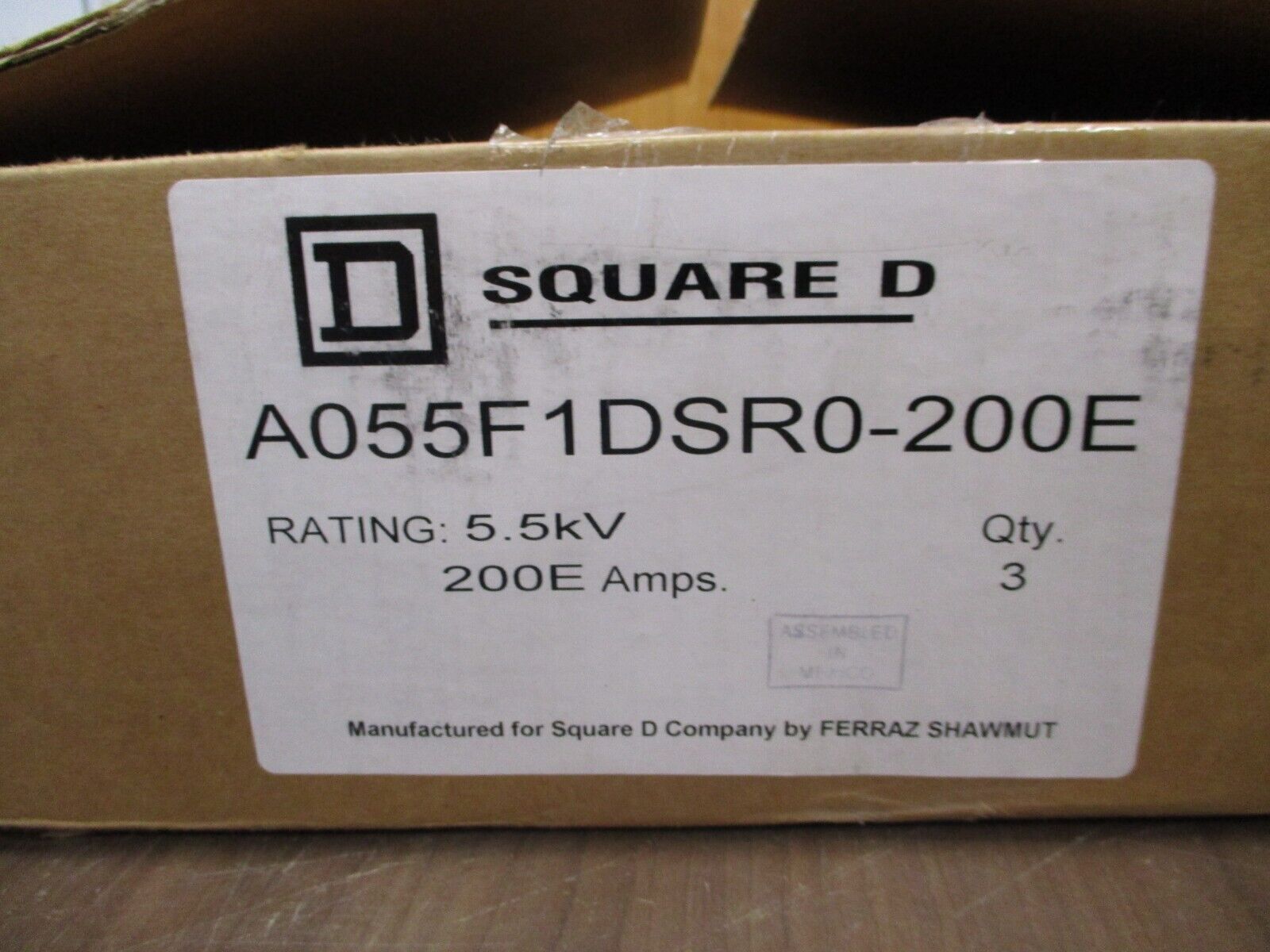 Square D Fuse A055F1DSR0-200E 200E 5.5kV *Box of 3* New Surplus