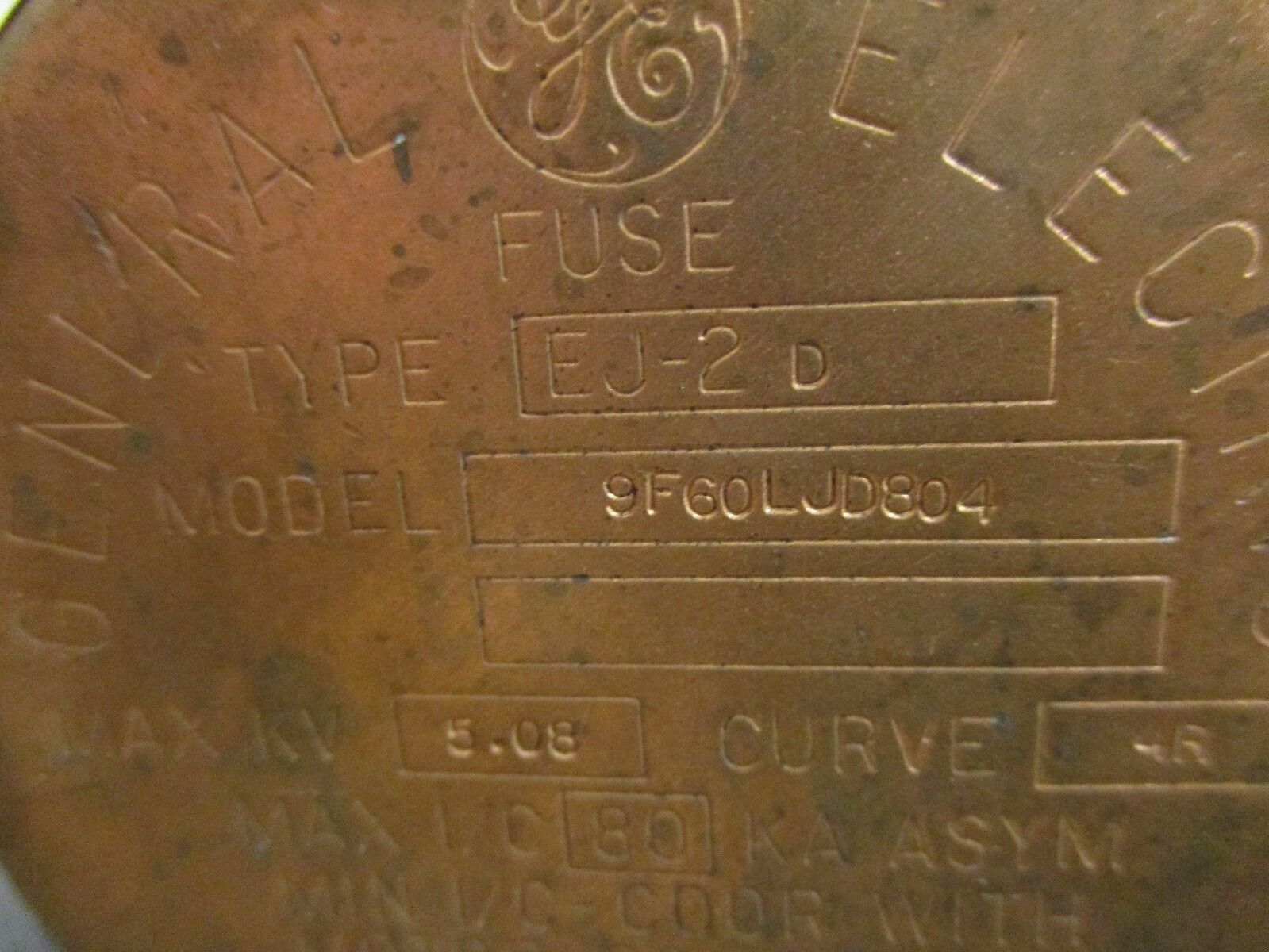 GE Type EJ-2D Fuse 9F60 LJD804 4R 5.08kV 60Hz Used