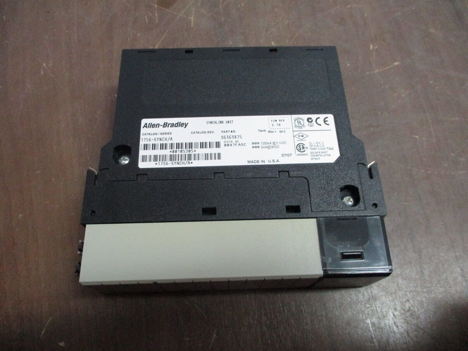 Allen-Bradley Synchlink Unit 1756-SYNCH Ser. A F/W Rev: 2.18 Used