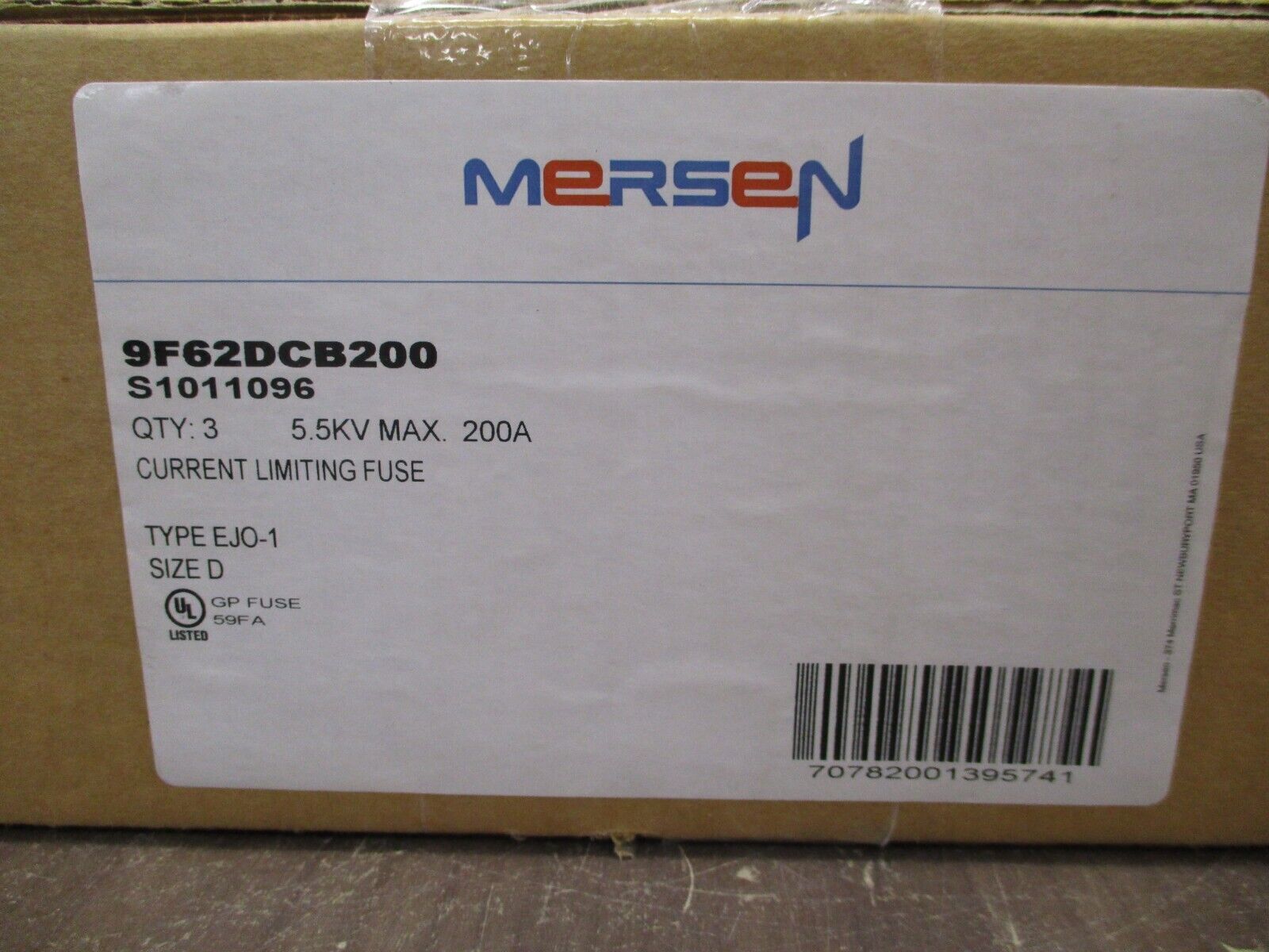 Mersen Type EJ0-1 Fuse 9F62DCB200 200A 5.5kV *Box of 3* New Surplus