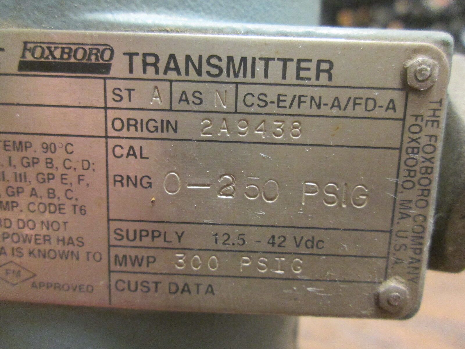 Foxboro Intelligent Transmitter 861GM-CD1 300PSIG Supply: 12.5-42VDC Used