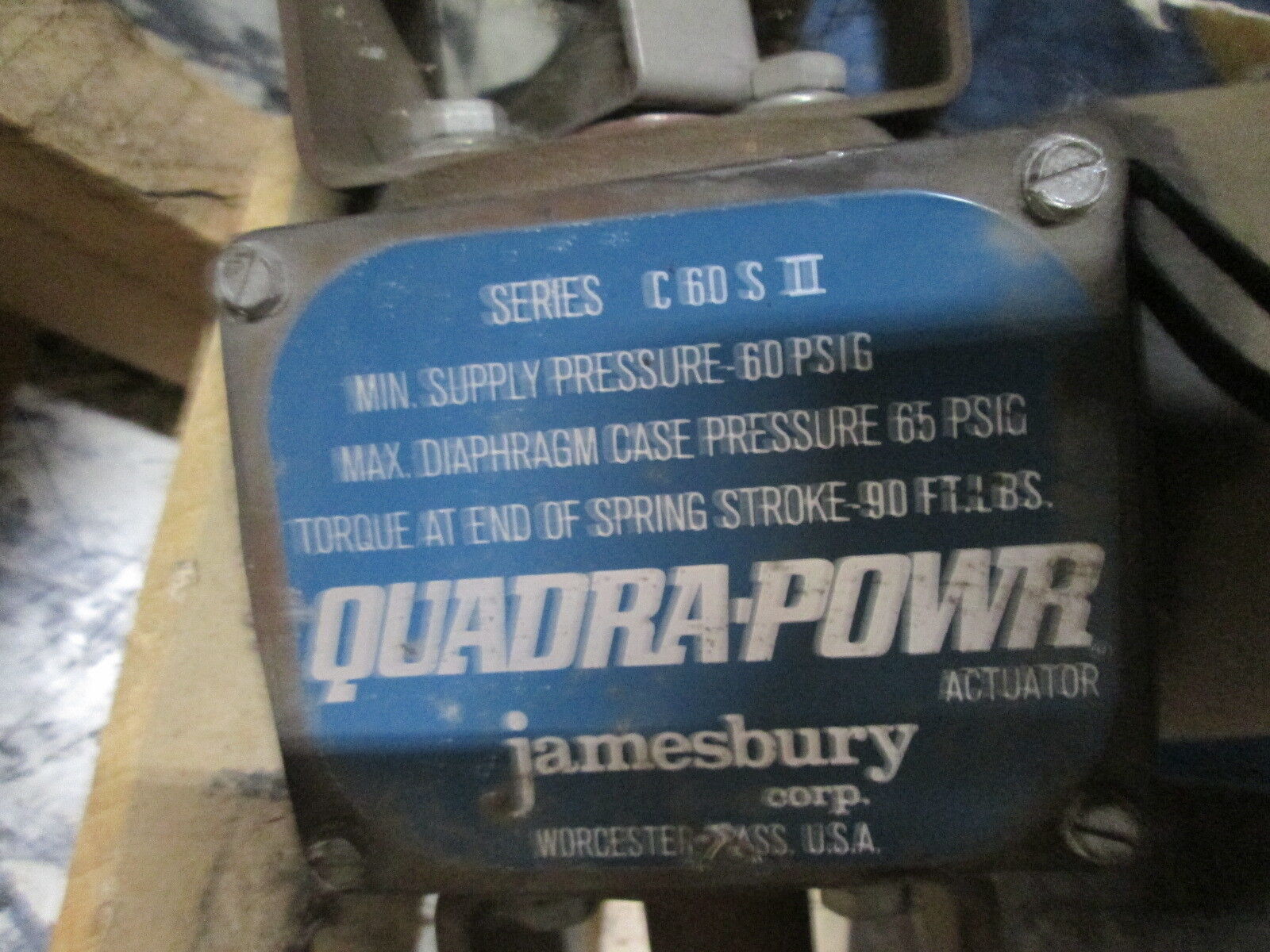 Jamesbury Quadra-Powr Actuator w/ Diaphragm Valve C 60 SII Used