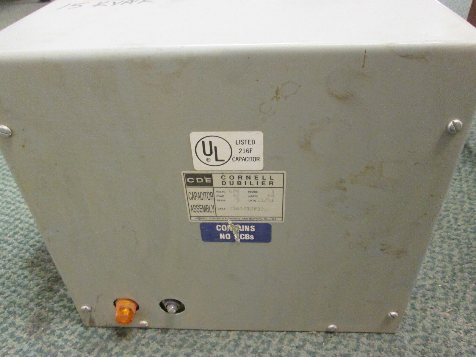 Cornell Dubilier CDE Capacitor Assembly IMS1015F33L 480V 3Ph 15KVAR 60Hz Used