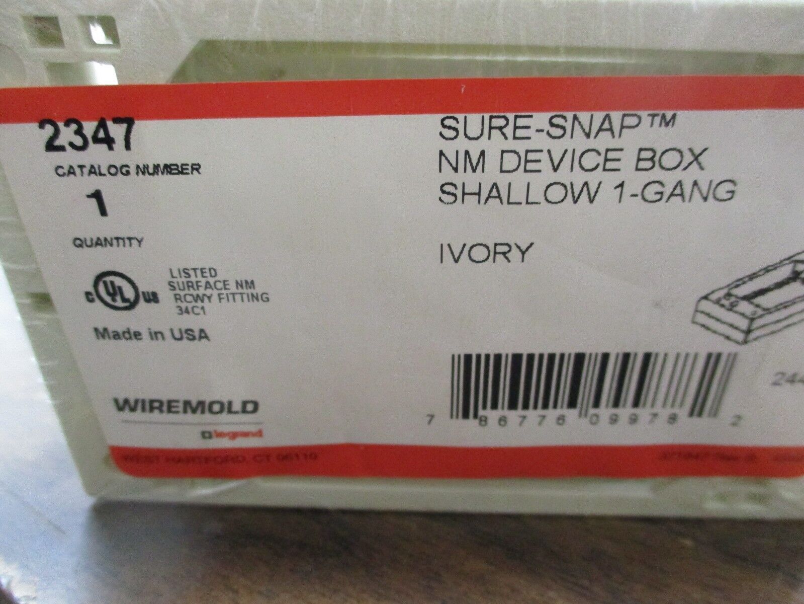 Wiremold Shallow Device Box 2347 Ivory 1-Gang *Box of 9* New Surplus