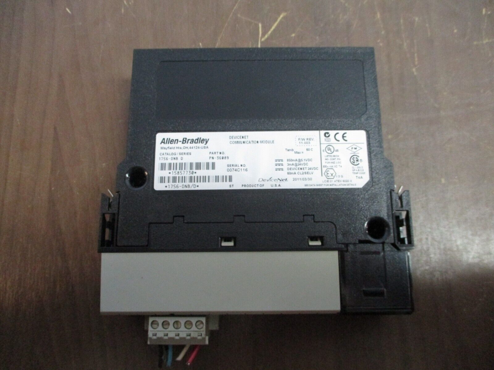 Allen-Bradley DeviceNet Comm. Module 1756-DNB Ser. D F/W Rev: 11.003 Used