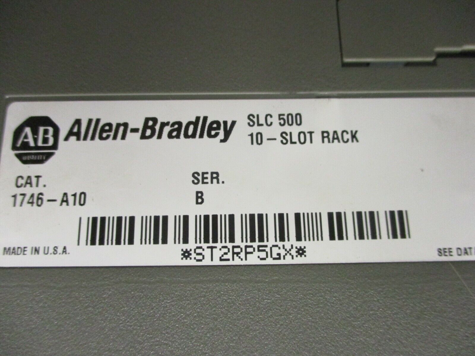 Allen-Bradley SLC 500 PLC Rack w/ Power Supply 1746-A10/1746-P2 10-Slot, Used