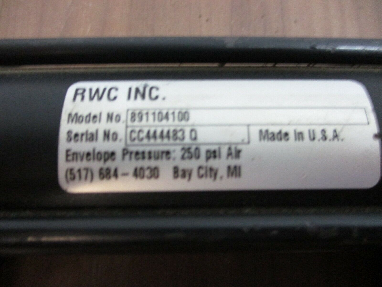RWC Air Cylinder 891104100 250 PSI Used